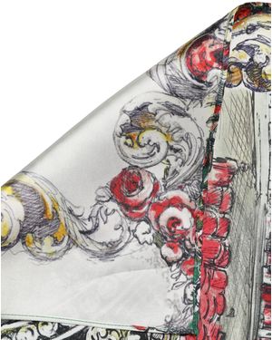 Dolce & Gabbana Multicolor Silk Printed Square Foulard Scarf - Metallic