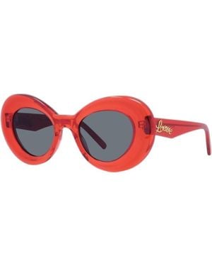 Loewe Sunglasses Butterfly Full Rim, Shiny Transparent Frame And Lens Lw40112I66V - Red