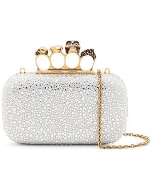 McQueen Knuckle Embellished Clutch Bag - Metallic