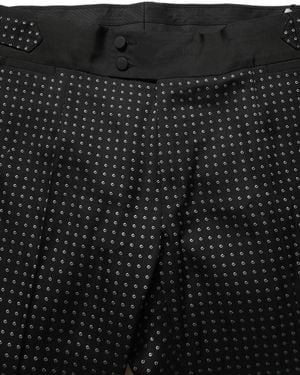 Dolce & Gabbana Polka Dot Cotton Dress Trouser Pants Polyester Silk - Black