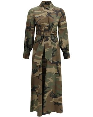 Ella Long Camouflage Dress - Green