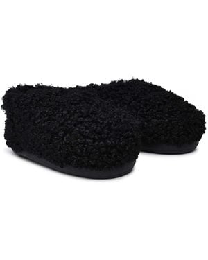 Moon Boot Faux Curly Logo Band Sandals Shoes - Black
