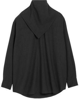 Ami Paris Draped Collar Long-Sleeved Top With Scarf Detail - Black
