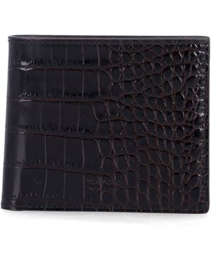 Tom Ford Croc Leather Wallet - Black