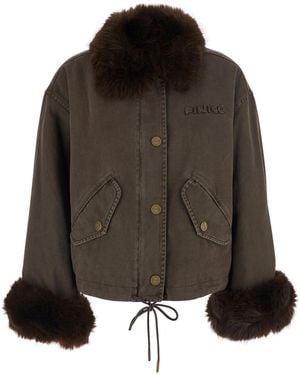 Pinko Jacket Fox Effect Cotton Coat - Brown