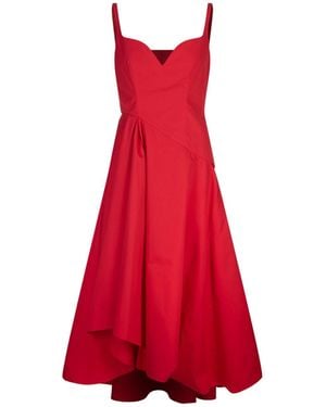 Alexander McQueen Midi Dress With Heart Neckline - Red