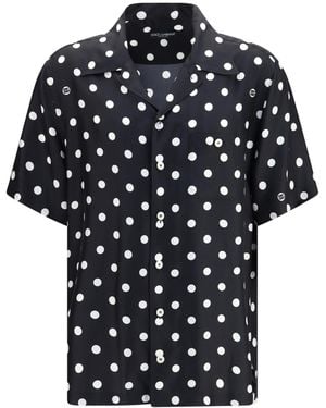 Dolce & Gabbana Polka Dot Silk Twill Shirt - Black