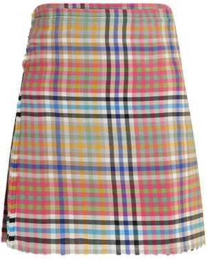 Vivienne Westwood Heather Check Mini Kilt Wool Ovis Aries Skirt - Red