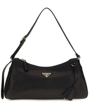 Prada Calf Leather Bos Taurus Shoulder Bag - Black