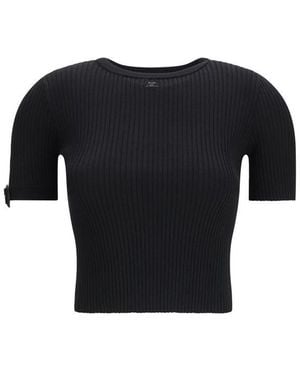 Courreges Viscose T-Shirt - Black