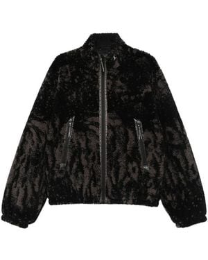 ROA Fleece-Texture Zip-Up Jacket - Black