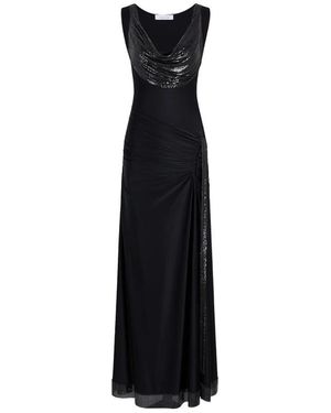 Rabanne Long Mesh And Jersey Dress - Black