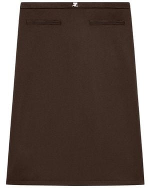 Courreges Midi Skirt With Logo Polyester - Brown