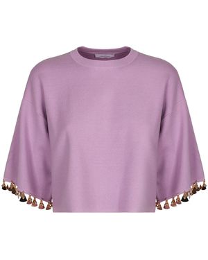 Rabanne Cotton Blend Crew-Neck Sweater - Purple