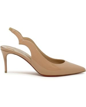 Christian Louboutin Nude Patent Hot Chick Sling 70 Pumps - White