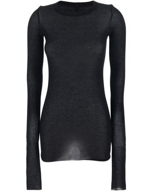 Rick Owens T-Shirt With Ribbed Design And Round Neck - Black