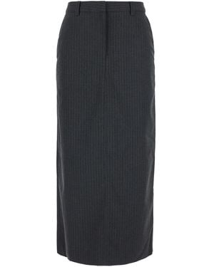 DUNST Long Striped Tech Fabric Skirt Polyester - Grey