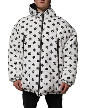 Dolce & Gabbana Dg Print Padded Hooded Jacket - Grey