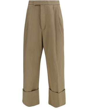 Thom Browne Beige Cotton Casual Trousers - Green