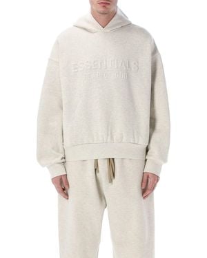 Fear Of God Essentials Embossed Hoodie Oatmeal Heater - White