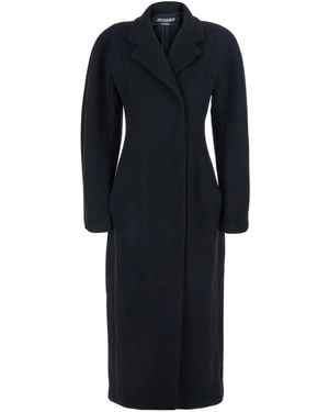 Jacquemus Le Manteau Curvo Double-Breasted Coat With Notched Revers And Rear Single Vent - Blue