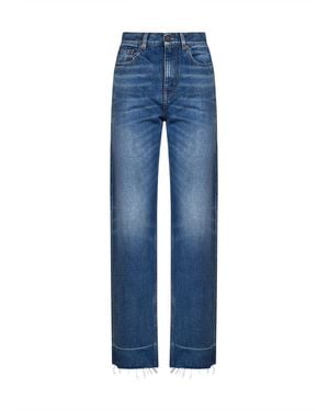 Chloé Dark Cobalt Denim High-Rise Straight-Leg Jeans - Blue