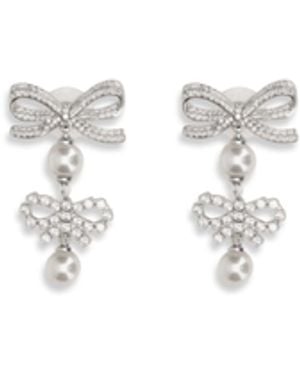 Self-Portrait Double Bow Pearl Earrings - Multicolour