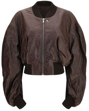 Rick Owens Brown Calf Leather Bos Taurus Bomber