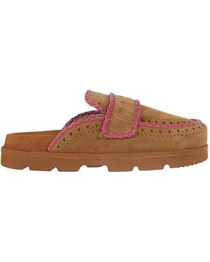 Mou Low Bio Sabot Leather Stitchin Suede - Brown