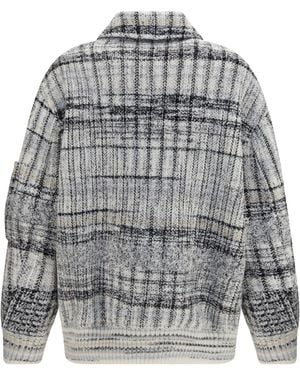 Missoni Oversized Check Wool-Blend Bomber Jacket - Gray