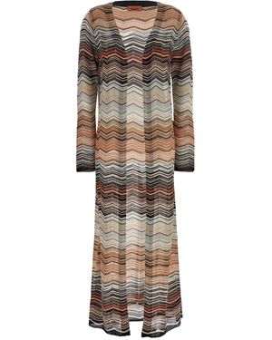 Missoni Chevron Lamé Cardigan - Natural