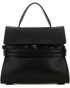 Moschino Nappa Leather Small Tie Me Handbag - Black