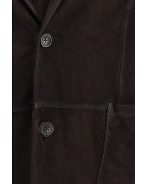 D'Amico Single-Breasted Jacket Suede Lamb Ovis Aries Blazers E Vests - Black
