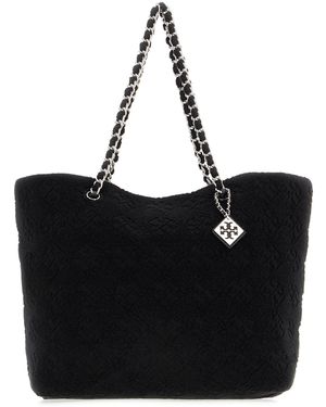 Tory Burch Stretch Cotton Blend Ella Shopping Bag - Black
