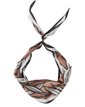 Brunello Cucinelli Silk Scarf With All-Over Motif - Brown