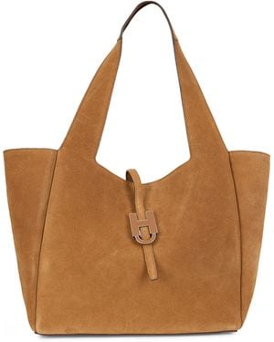 Hogan Shopper Bag Light Suede Calf Skin Tote - Brown