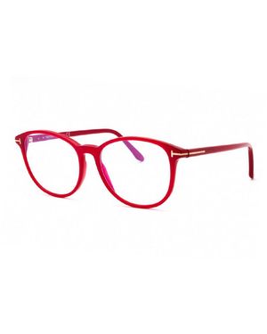 Tom Ford Eyeglasses Square Full Rim, Shiny Light Frame And Clear Light Block Lens Ft5810-B074 - Red