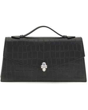 McQueen Skull Handbag Calf Leather Bos Taurus Handbags - Black