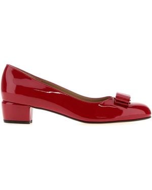 Ferragamo Leather Vara Court Shoes - Red