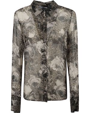 Blugirl Blumarine Floral Semi See-Through Shirt - Grey