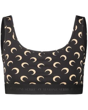 Marine Serre Moon Printed Jersey Sport Bra Clothing - Black