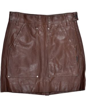 Brunello Cucinelli Leather Mini Skirt - Brown