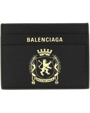 Balenciaga Logo-Embossed Leather Card Case - Black