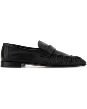 The Row Black Leather Loafers