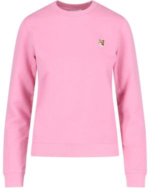 Maison Kitsuné Fox Head Crew Neck Sweatshirt - Pink