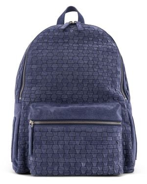 Orciani Suede Backpack With Woven Pattern - Blue