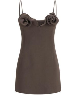 Magda Butrym Short Wool-Blend Dress Wool Ovis Aries; Elastane - Brown