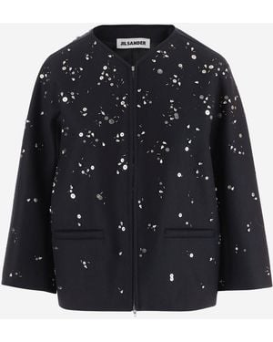 Jil Sander Virgin Wool Jacket With Metal Details - Black
