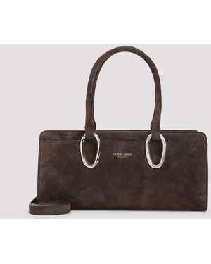 ショルダーバッグ・ポシェット Giorgio Armani Brown Suede Calf Leather Handbag Refined designer handbags | Giorgio Armani