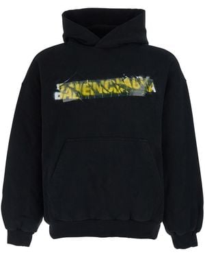 Balenciaga Hoodie Medium Fit Cotton Sweatshirts - Black